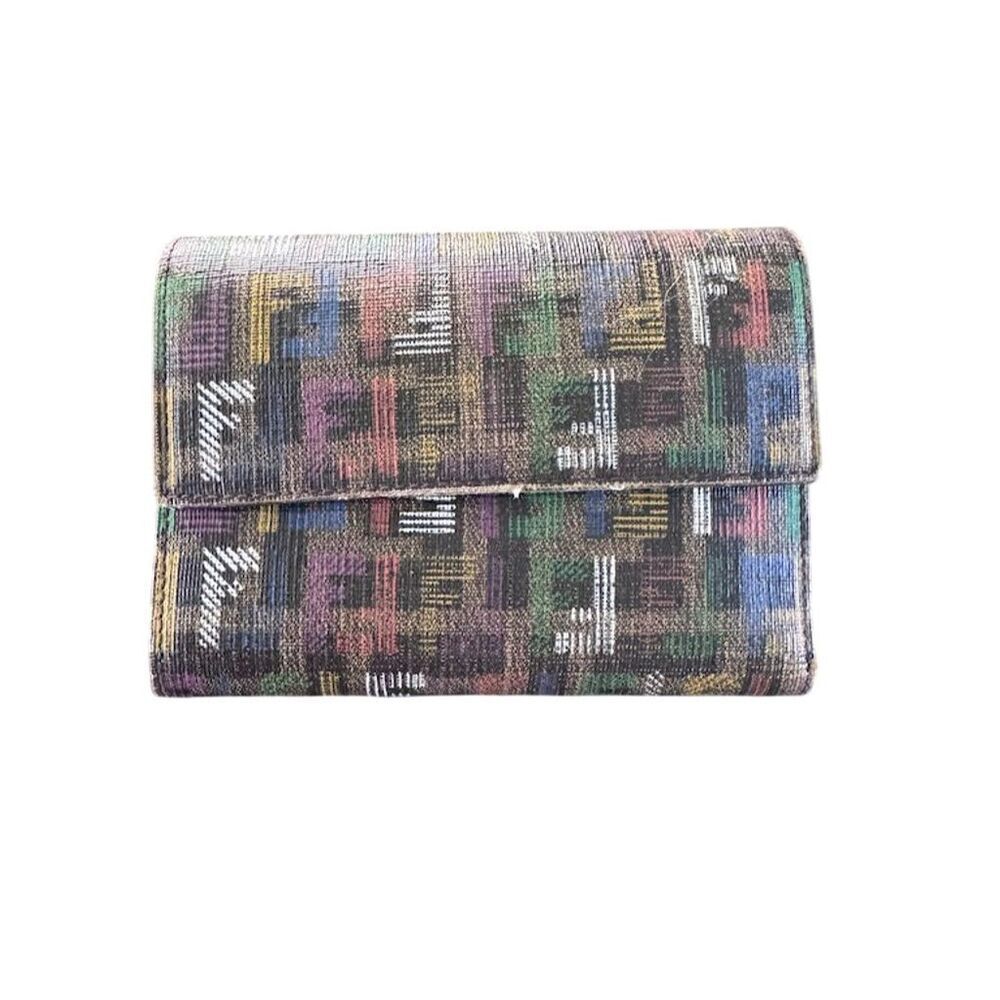 Fendi Women's Trifold Multicolor Geometric Leather Wallet One Size - Picture 1 of 10